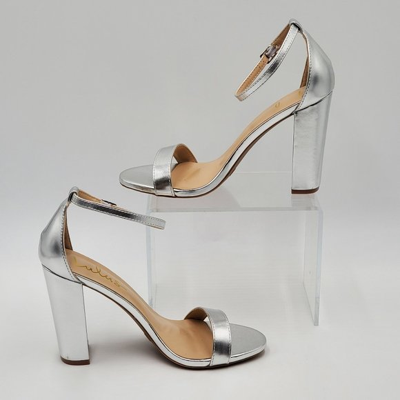 Lulu's Silver Ankle Strap Block Heels - Picture 7 of 16